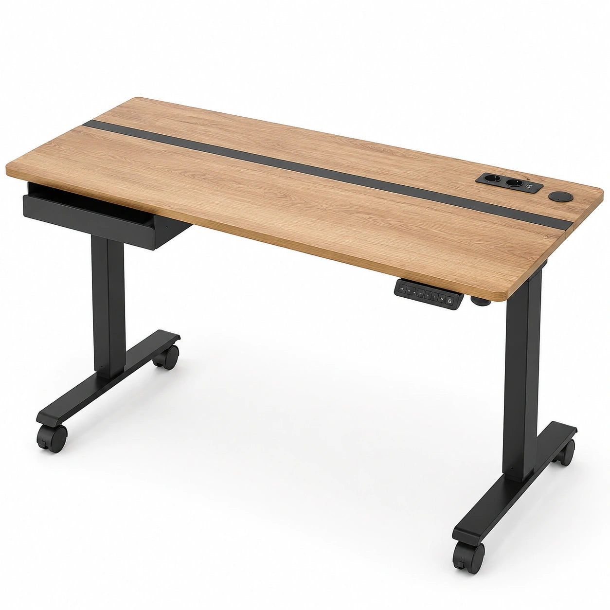 bureau-electrique-reglable-en-continu-hauteur-ajustable-60-x-140-cm-marron-rustique-et-noir-tkfzbm4328ll